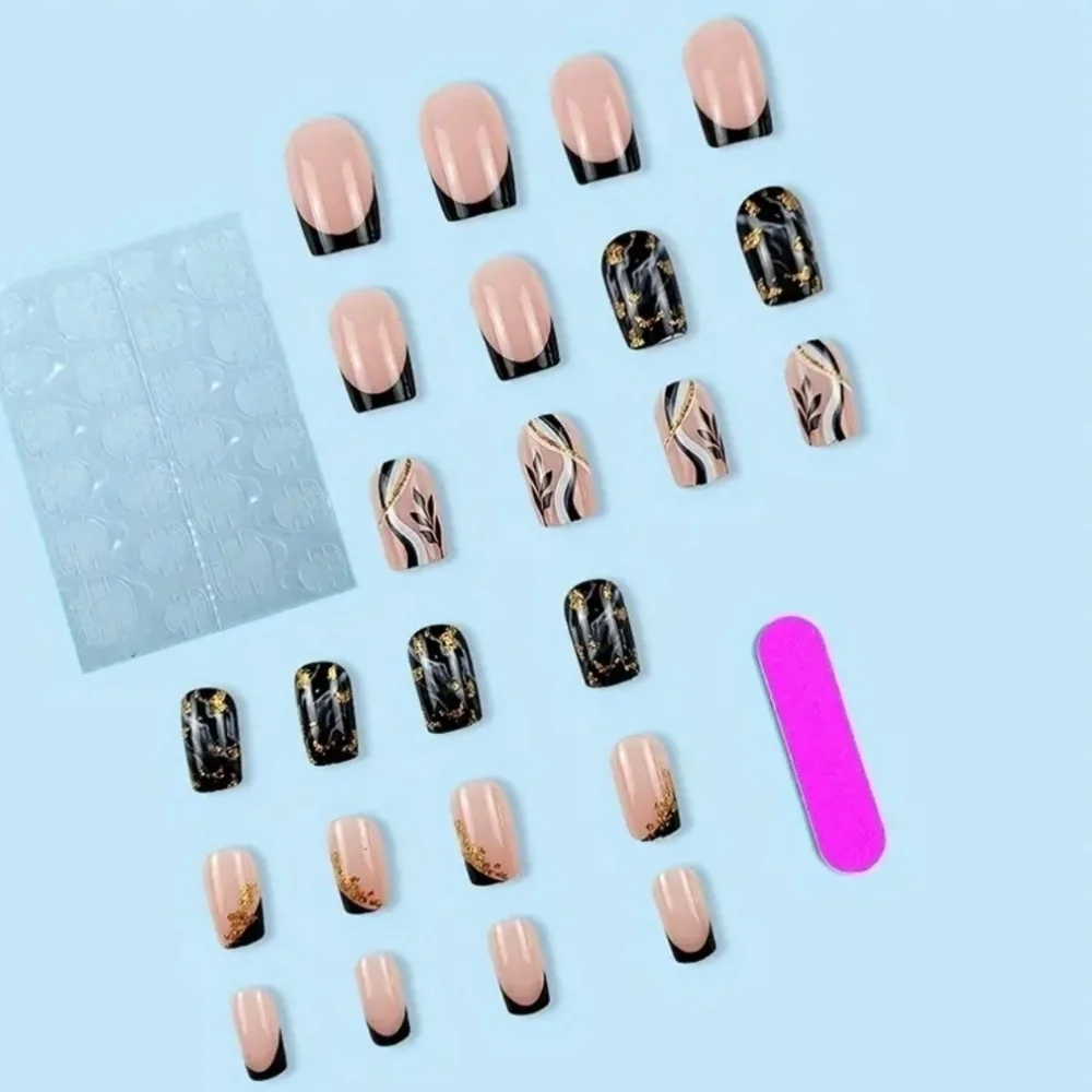 24 reusable square press on nails